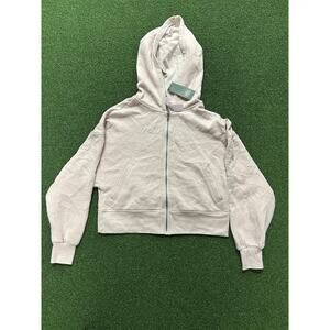 Wild Fable Cropped Hoodie Women's Medium Pink Fleece Lined Ribbed Hem Zip-Up